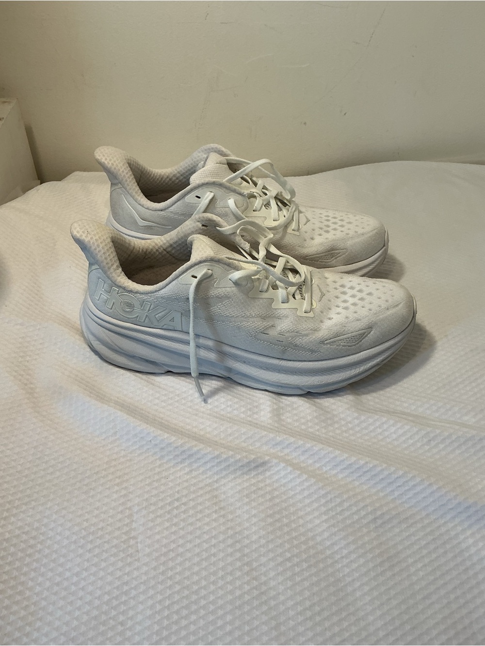 Hoka One One Women's All-White Cushioning Running Shoes